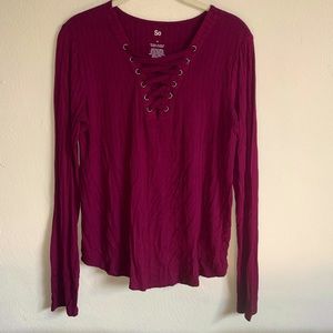 Deep red long sleeve top